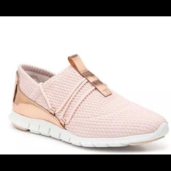 Cole Haan Zerogrand Quilted Sneakers Sz 8 Cute Pink & Rose Gold - Picture 1 of 5